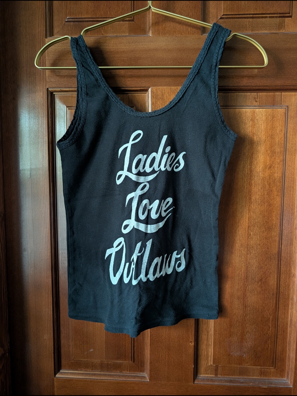 Bandit Brand Ladies Love Outlaws Black Graphic Tank Top